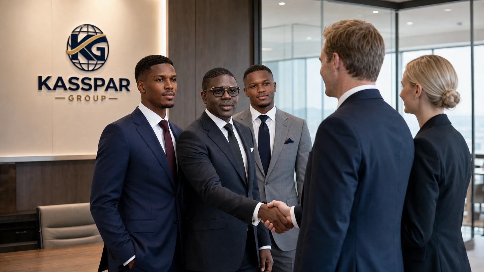 Business representatives shaking hands at Kasspar Group
